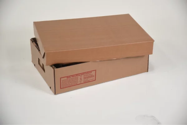 A closed 6″ Dura Ice Pak Body cardboard box with red informational text on the side, set against a white background.