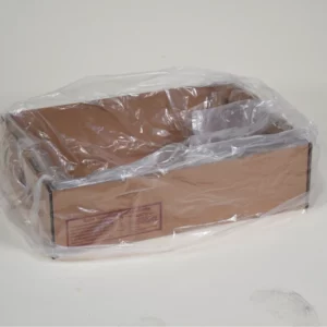 A cardboard box partially filled with a clear plastic bag, sits on a white background. The text "6″ Liner" is printed on the side of the box.