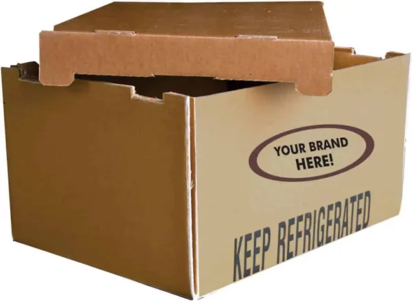 a cardboard box with a lid open