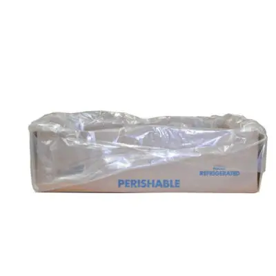 a plastic bag with a white surface