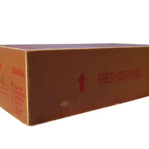 Brown box with fresh seafood written on it - 3PL supplies , waxboxes and packaging