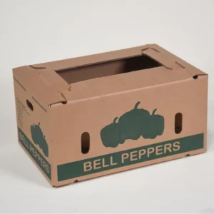 Cardboard box filled with colorful bell peppers box