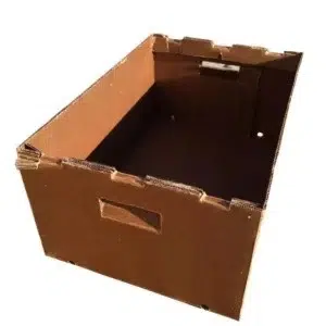 Open brown cardboard storage box